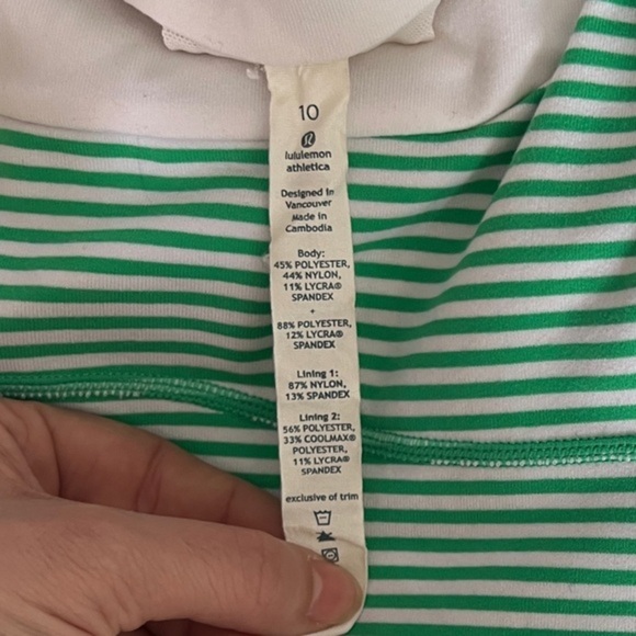 Lululemon Scoop Neck Green Strip Sz 10 - Picture 3 of 3
